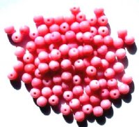 100 5mm Opaque Pink Round Glass Beads