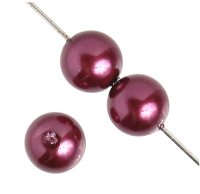 16 inch strand of 4mm Burgundy Round Glass Pearl Beads