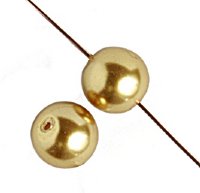 16 inch strand of 4mm Gold Round Glass Pearl Beads