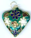 1 28mm Turquoise Cloisonn� Heart Pendant