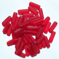 50 5x15mm Transparent Matte Red Glass Rectangle Beads