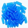 50 5x15mm Transparent Matte Sapphire Glass Rectangle Beads