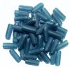 50 5x15mm Transparent Matte Montana Blue Glass Rectangle Beads