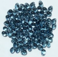 100 4x6mm Transparent Montana Blue Drop Beads