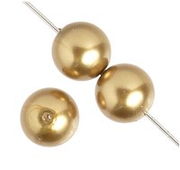 16 inch strand of 10mm Round Gold Glass Pearl Beads