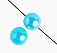 16 inch strand of 6mm Turquoise Blue Round Glass Pearl Beads