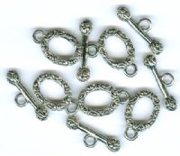 5 19mm Antique Silver Floral Toggles