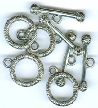 5 21mm Antique Silver Swirl Pattern Toggles 