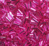 50g #3 Bugle Silver Lined Hot Pink
