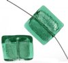 1 20x20x6mm Sea Green with Foil Lampwork Flat Square