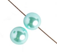 16 inch strand of 8mm Round Light Aqua Glass Pearl Beads