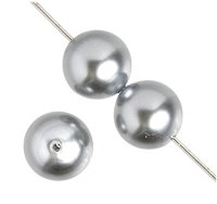 16 inch strand of 8mm Round Light Grey / Silver Glass Pearl Beads