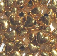 50 12x10mm Acrylic Metallic Gold Heart Beads