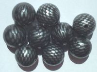 9 18mm Acrylic Round Checkerboard Beads - Black & Silver