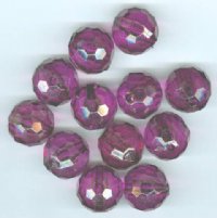 12, 20mm Acrylic Faceted Dark Amethyst Round Beads