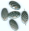 5 33x19mm Acrylic Oval Checkerboard Beads - Black & Silver