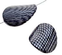 5 36x25mm Acrylic Wavy Oval Checkerboard Beads - Black & Silver
