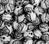 50 8mm Acrylic White and Black Rosebud Beads
