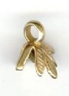1 10mm Anti-Tarnish Brass Side Drilled Pinch Bail with Leaves