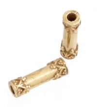 2 Anti-Tarnish Brass15x5mm Fancy Tube Beads