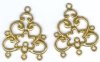 1 pair 28x24mm Anit-Tarnish Brass 3-Loop Chandelier Drop Earrings