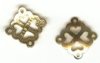 2 11mm Anti-Tarnish Brass Curved Square Connector with Hearts