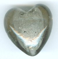 1 19x20mm Black Diamond & Silver Foil Heart Bead