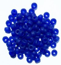 100 4x6mm Matte Transparent Cobalt Glass Crow Beads
