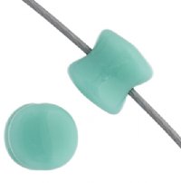 44 4x6mm Opaque Turquoise Alabaster Glass Pellet Beads