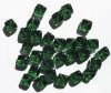 30 9mm Diagonal Hole Transparent Dark Kelly Green Cube Beads