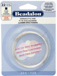 3.5m of 22 Gauge Square Beadalon German Style Silver Beading Wire