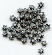 50 3.5x6mm Gunmetal Plated Dotted Star Bead Caps