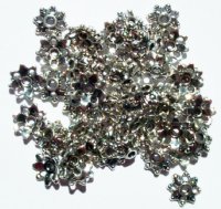 50 3x9mm Antique Silver Flower Bead Caps