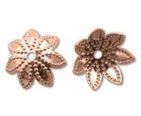36, 9mm Bright Copper Flower Bead Caps