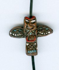 1 14x16mm Ceramic Brown Totem Pole Bead