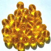 25 10mm Faceted Round Transparent Yellow Firepolish Beads