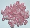 50 10mm Twisted Pink and White Givre Ovals