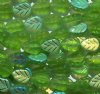 50 11x8mm Matte Transparent Olivine AB Leaf Beads