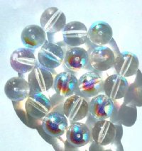 20 12mm Round Transparent Crystal AB Glass Beads