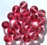 20 12mm Round Transparent Crystal Pink Glass Beads