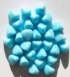 30 12mm Satin Blue Triangle Glass Nugget Beads