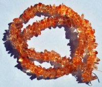 16-inch Strand of Dyed Dark Orange Glass Chips