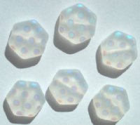 6 17mm Czech Glass Hexagon Peacock Beads - Matte Crystal AB