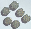 6 17mm Czech Glass Hexagon Peacock Beads - Matte Crystal Marea