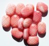 15, 17x12x7mm Satin Pink Flat Oval Glass Pineapple Beads