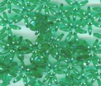 50 7x18mm Acrylic Transparent Christmas Green Paddle Wheel Beads