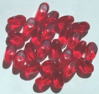25 18x12mm Four Sided Twisted Ovals - Red