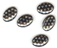 5 20x14mm Czech Glass Flat Oval Peacock Beads - Black with Labrador Triangles