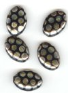 5 20x14mm Czech Glass Flat Oval Peacock Beads - Black with Marea Dots