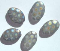 5 20x14mm Czech Glass Flat Oval Peacock Beads - Matte Crystal Marea